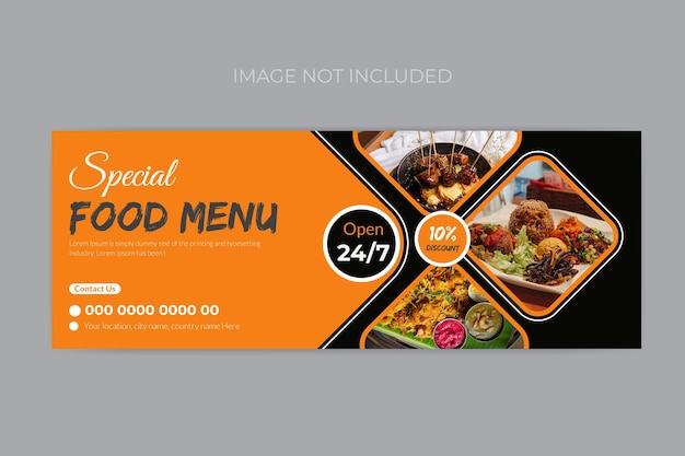 modern food facebook cover design template for restaurant marketing