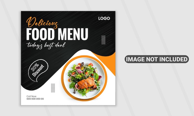 Modern food menu and restaurant social media banner template