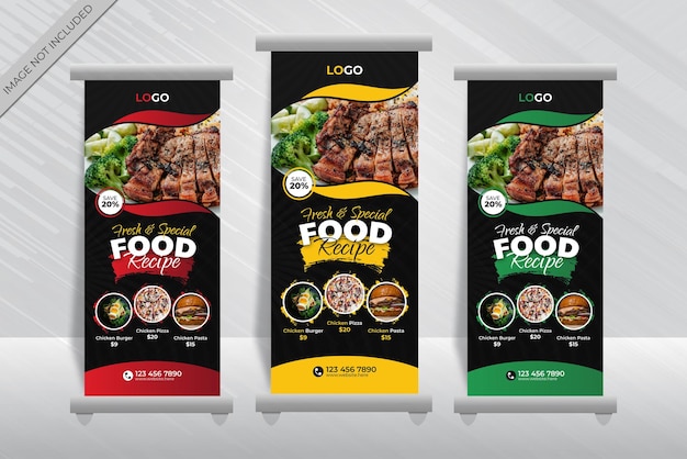 Modern Food and restaurant roll up banner design template