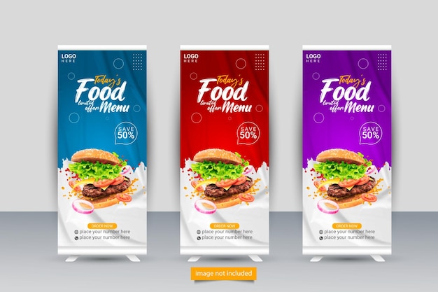 Modern food rollup banner design for restaurant Food and Restaurant roll up banner design template