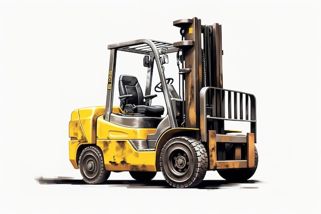 Modern forklift truck isolated on white background