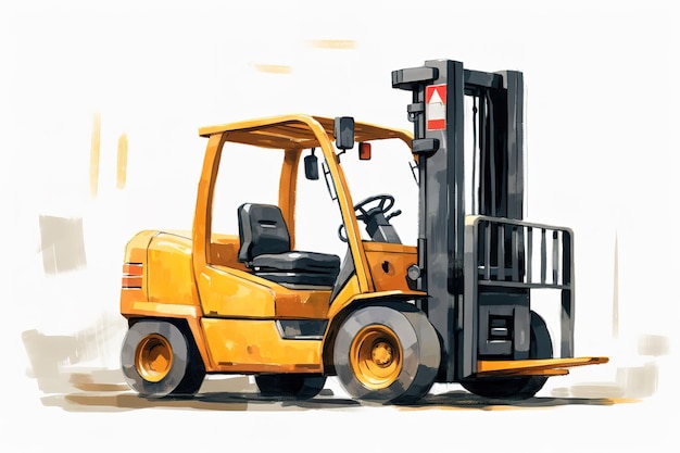 Modern forklift truck isolated on white background