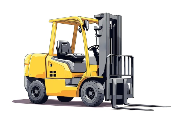 Modern forklift truck isolated on white background