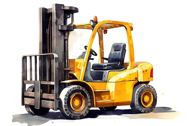 Modern forklift truck isolated on white background