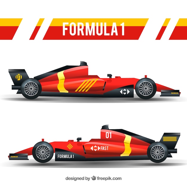 Modern formula 1 racing car with flat design