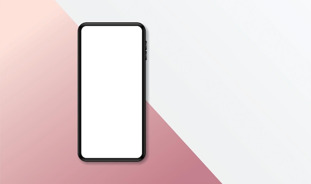 Modern frameless smartphone Mock up with blank white screen