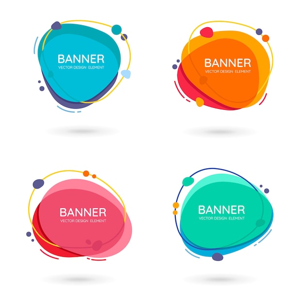 Modern freeform abstract vector banners Flat design of different colors with text space