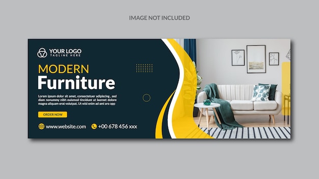 Modern furniture collection Facebook cover design in Vector format