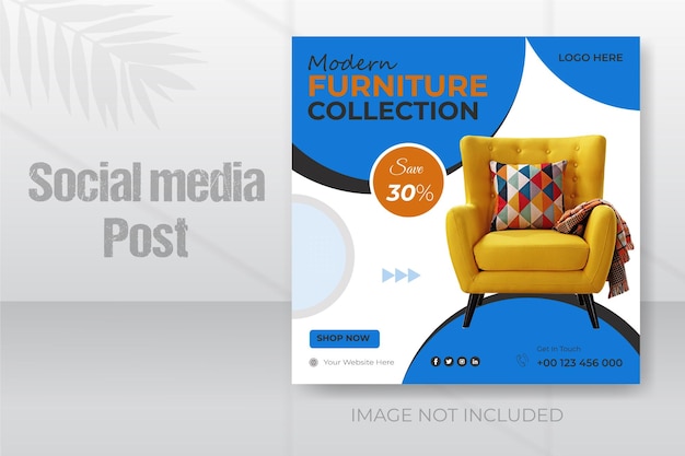 Modern furniture collection social media post template design for sale