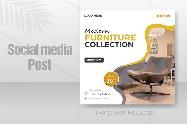 Modern furniture collection social media post template design for sale