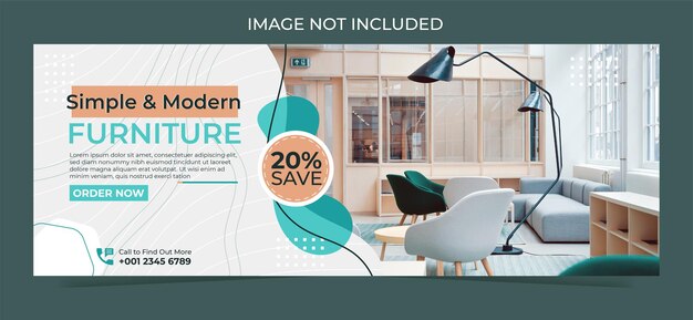 Vector modern furniture facebook cover or web banner template