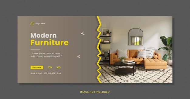 Modern furniture horizontal banner or facebook cover template