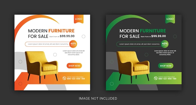 Modern Furniture Interior Social Media Post Banner Template