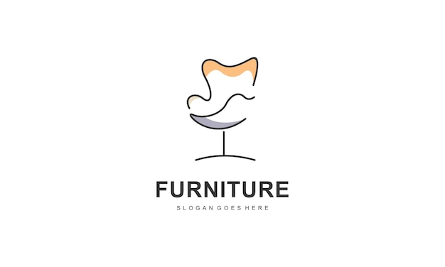 Modern Furniture Logo Design with Abstract Line Concept