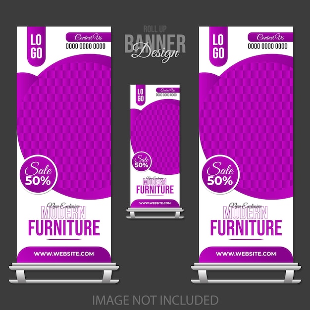 Vector modern furniture roll up banner design