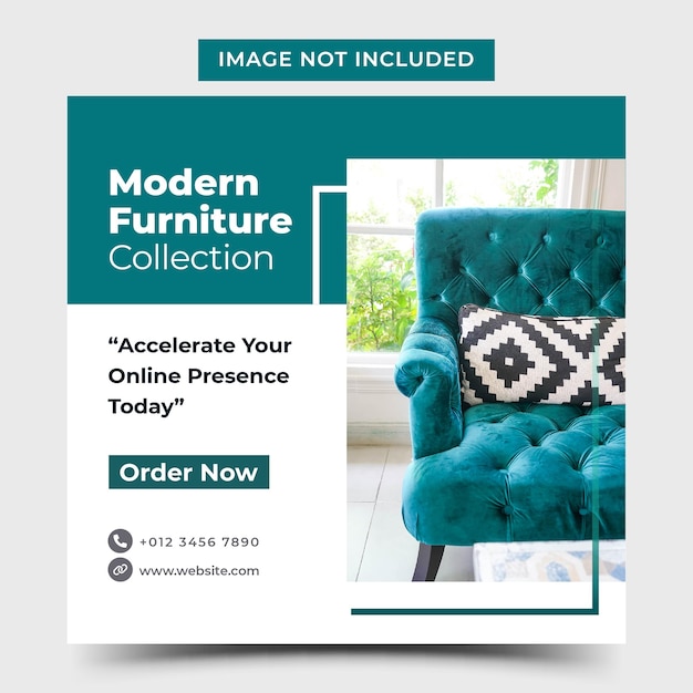 Modern furniture sale banner design or social media instagram feed post template e commerce