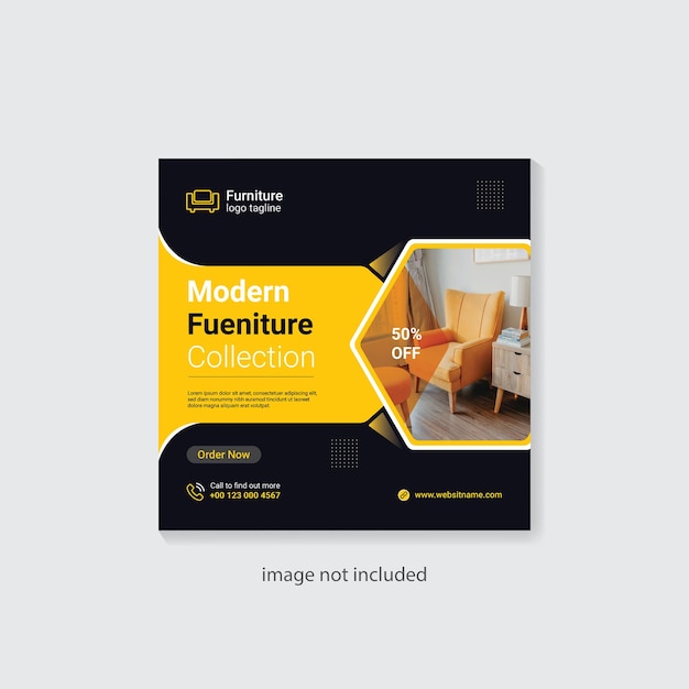 Modern furniture sale banner for social media post and digital marketing design