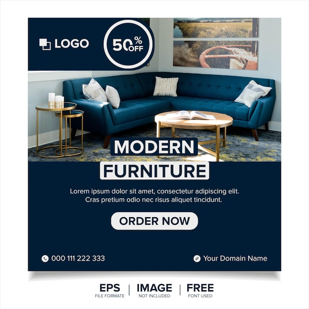 Modern furniture sale banner template for social media