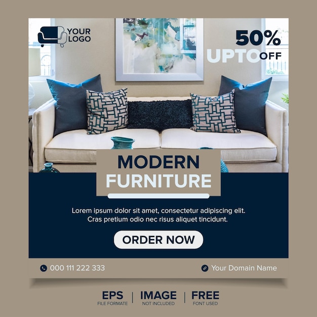 Modern furniture sale banner template for social media