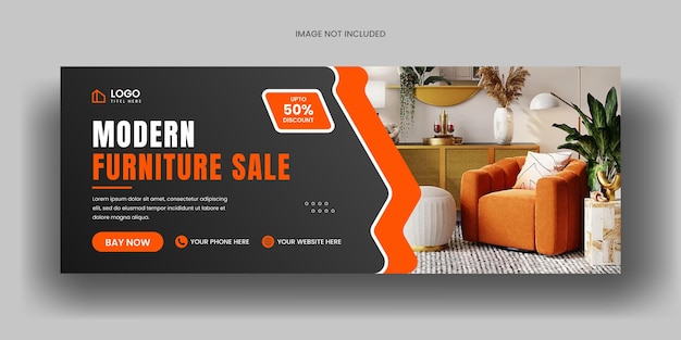 Modern furniture sale facebook cover banner template and social media web banner layout