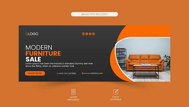 Modern furniture sale facebook cover design and social media banner