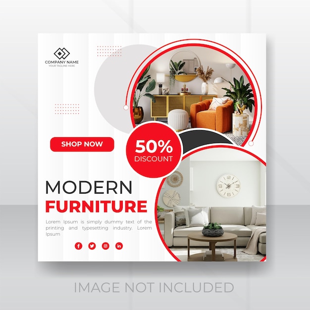 Modern Furniture sale Instagram post and social media template design