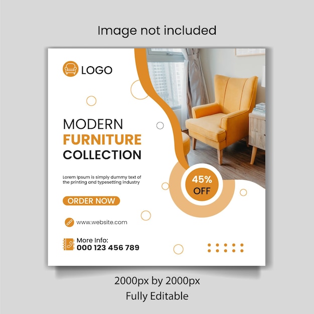 Modern furniture sale instagram and social media post template banner