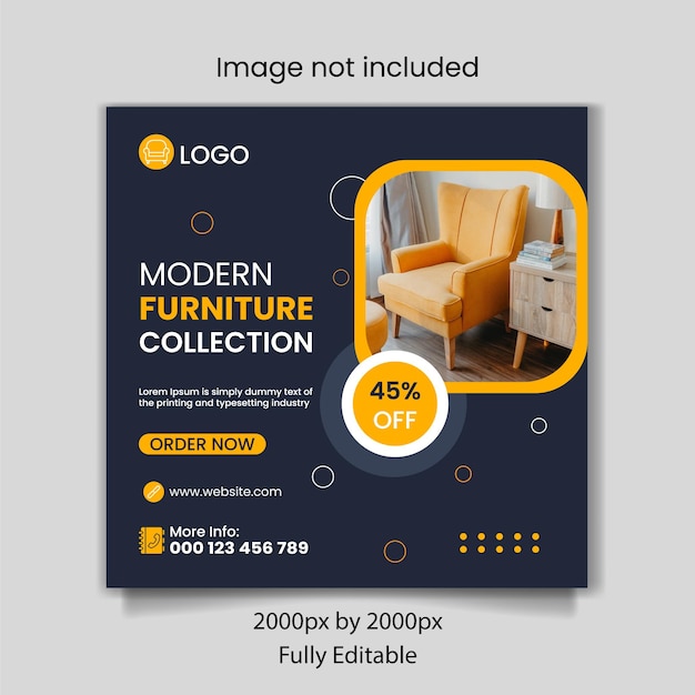 Modern furniture sale instagram and social media post template banner