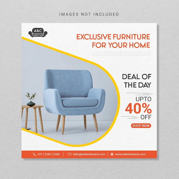 Modern Furniture sale social media banner template vector Illustration