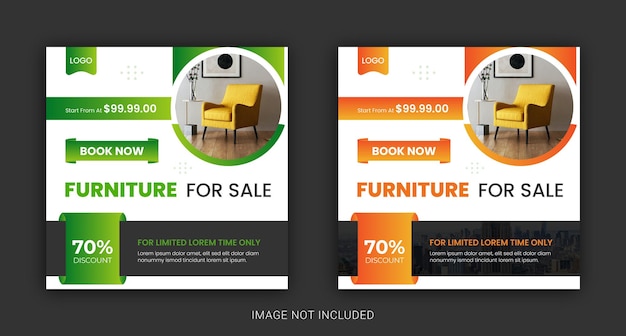 Modern Furniture Sale Social Media Posts or Instagram Banners Template