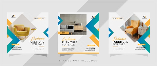 Modern furniture social media instagram feed post template for promotion