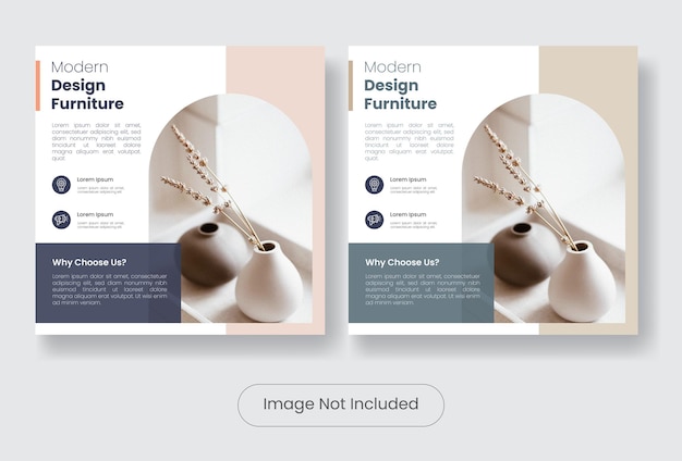 Vector modern furniture social media post banner template set