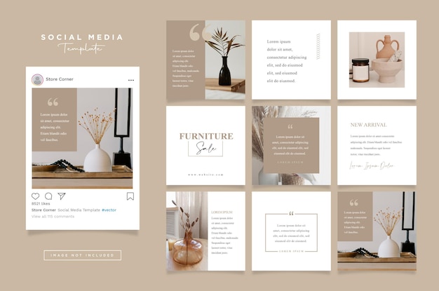 Vector modern furniture social media post design template