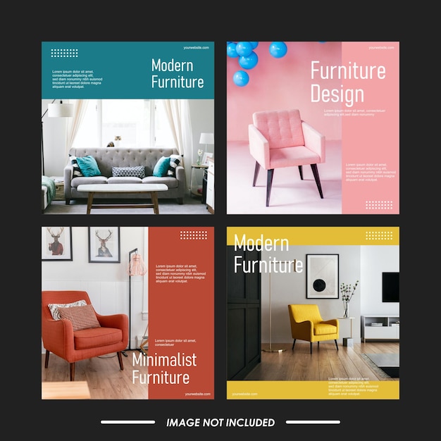 Modern furniture social media post template collection