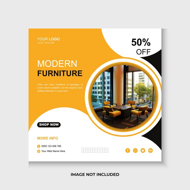 Modern furniture social media and web post design template 
