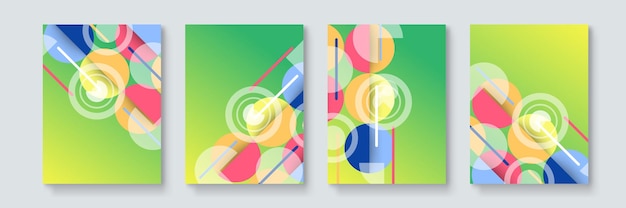 Modern futuristic abstract geometric covers set with bauhaus design style