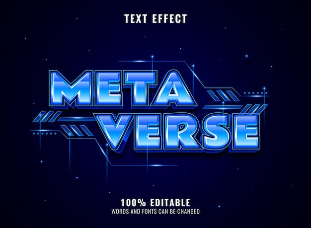 Modern futuristic blue metaverse text effect with hologram panel