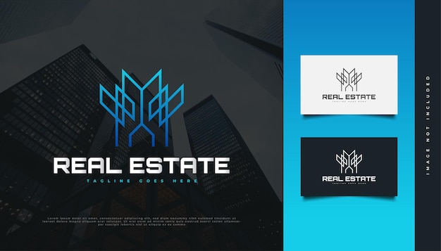 Modern and Futuristic Real Estate Logo Design with Line Style