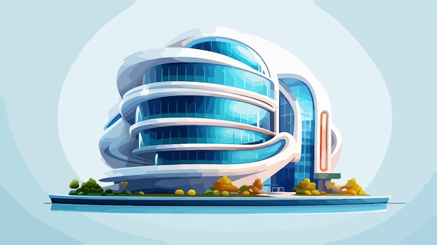 Vector modern futuristic round building shape logo design