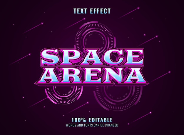 Modern futuristic space arena text effect with circle hologram frame