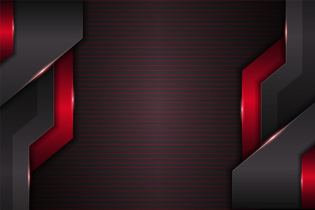 Modern Futuristic Technology 3D Overlap Red on Dark Metallic Premium Background Frame Template