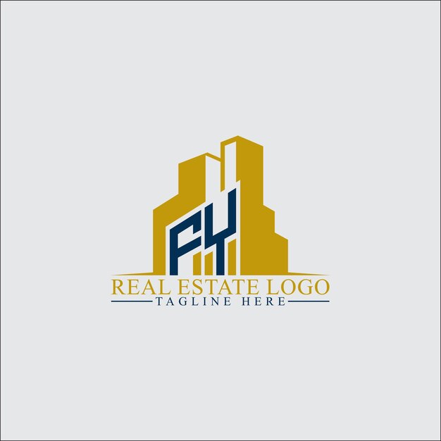 Vector modern fy real estate logo design with building silhouettes