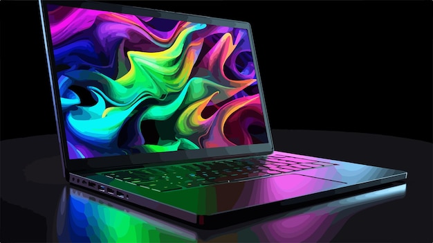 Vector modern gaming laptop with rgb lighting 3d rendering