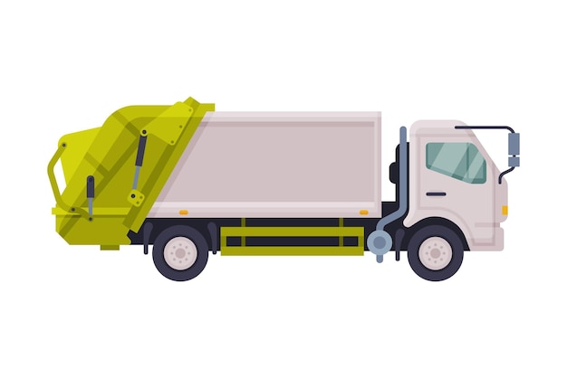 Modern garbage truck urban heavy sanitary vehicle waste recycling concept flat style vector