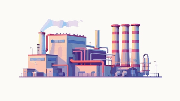 Modern Gas Power Plant Station Vector Illustration