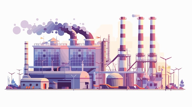 Modern Gas Power Plant Station Vector Illustration