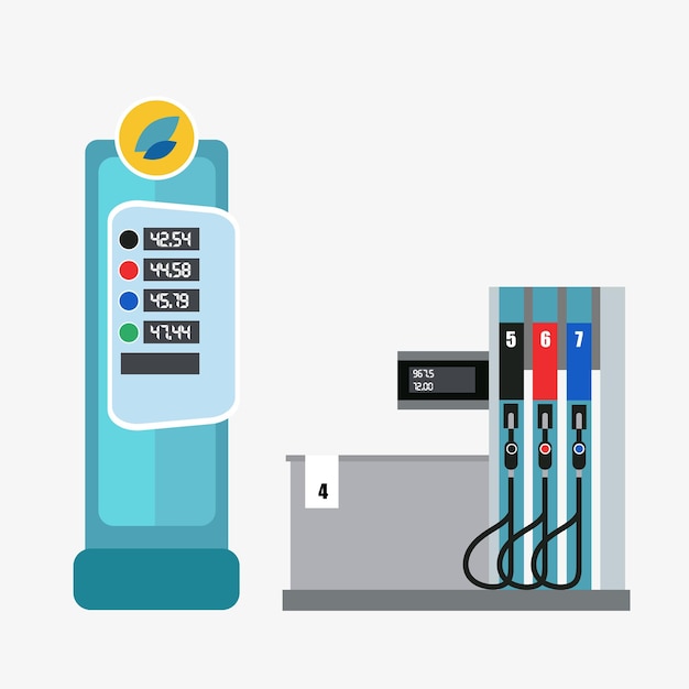 Modern gasoline column Refueling Vector illustration in the style of Flat