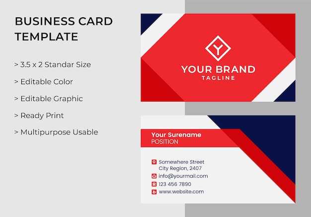 Modern geometric corporate business card design template