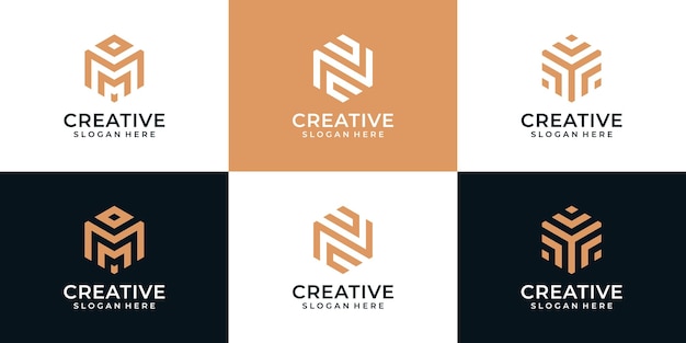 Modern geometric digital element logo design collection