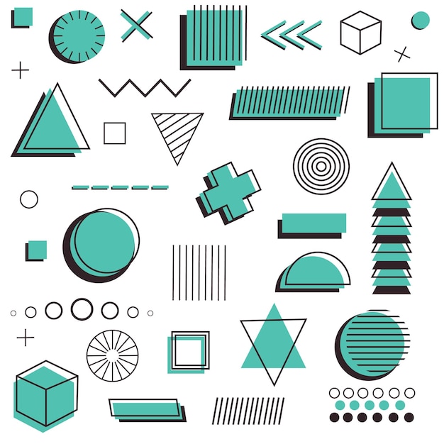 Modern geometric shapes Modern line memphis graphic elements